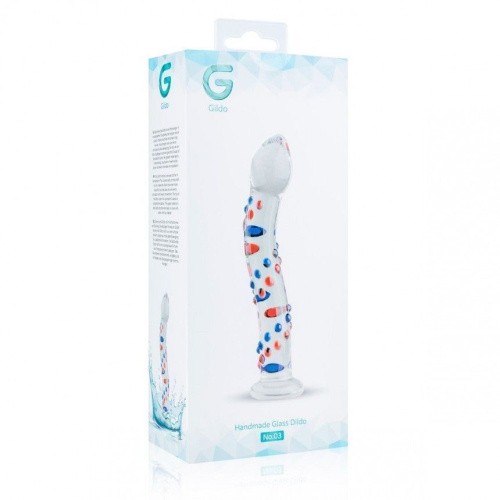 Gildo Glass Dildo No.3 - Стеклянный дилдо с изгибами и рисунком, 18.5х3.5 см