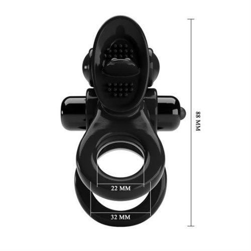 Pretty Love Vibrating Pasionate Cock Ring Black - Эрекционное виброкольцо