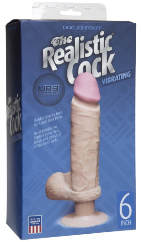 Doc Johnson UR3 Ultra Realistic 6" - Вибратор из киберкожи, 16х4 см
