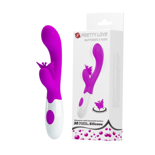 LyBaile Pretty Love Butterfly Kiss Vibrator - вибратор кролик с бабочкой и 30 режимами, 19.9х3.1 см (фиолетовый)