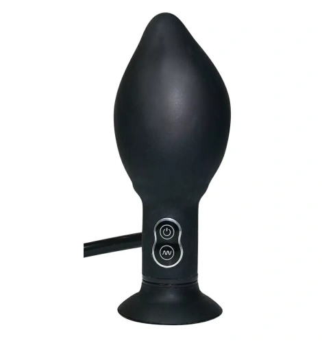 Orion True Black Vibrating Anal Plug надувная анальная пробка с вибрацией, 17х2.6 см - sex-shop.ua