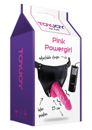 TOYJOY Power Girl Pink - Страпон с вибрацией, 15 см (рожевий)