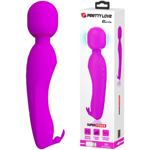 LyBaile Pretty Love Curtis Massager Purple - Вибратор-микрофон с клиторальным отростком, 23.1х4.8 см (фиолетовый)