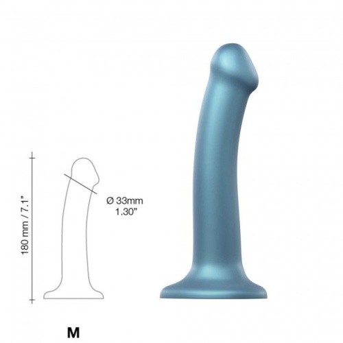 Strap-On-Me Mono Density Dildo, M - Насадка для страпона гибкая, 18х3.3 см., (голубая)
