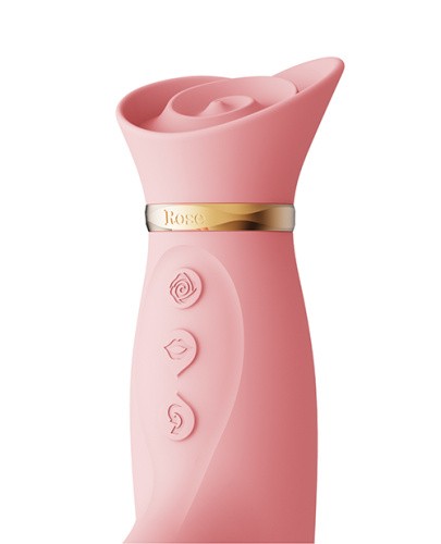 Zalo Rose Rabbit Thruster Strawberry Pink - Потужний пульсатор з ніжним дизайном, 25х3.6 см (рожевий)