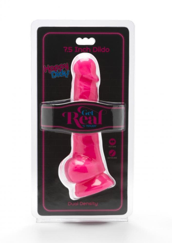 Get Real Happy Dicks Dildo 7,5 In w.Balls - Фаллоимитатор с мошонкой и присоской, 19х4 см (розовый) - sex-shop.ua