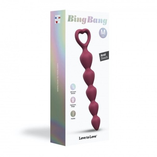 Love To Love Bing Bang M Plum Star - анальная цепочка, 14.4х2.8 см (бордовый) - sex-shop.ua