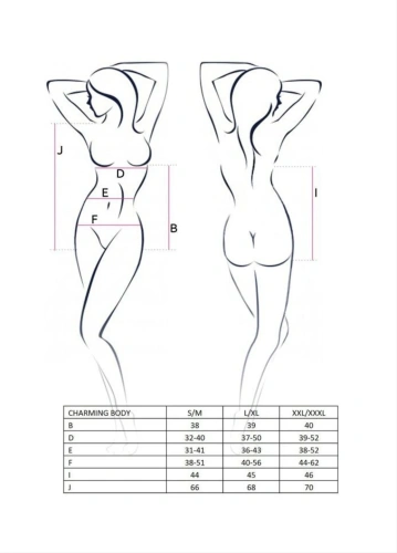 Passion - CHARMING BODY black S/M - Сексуальный полупрозрачный боди