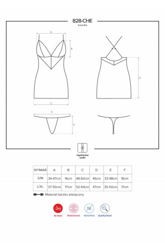 Obsessive 828-CHE-1 chemise - эротическая сорочка и стринги, L/XL (чёрный) - sex-shop.ua
