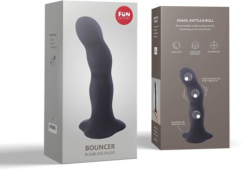 Fun Factory Bouncer - фаллоимитатор с шариками внутри, 18х4 см (черный) - sex-shop.ua