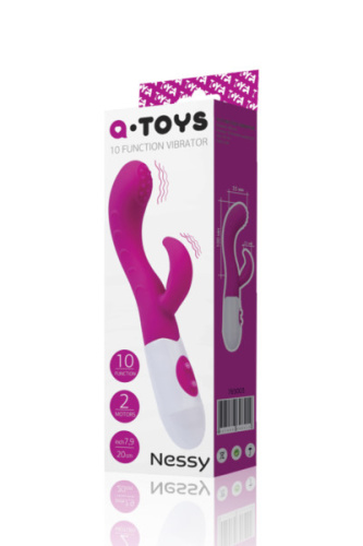 Toyfa A-Toys Nessy - Вибратор с клиторальным стимулятором, 19х2.5 см (розовый)