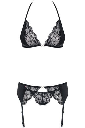 Obsessive Charmea set - Еротичний комплект з поясом для панчіх, S/M (чорний) - купити в Україні | Секс шоп SEX-SHOP.ua