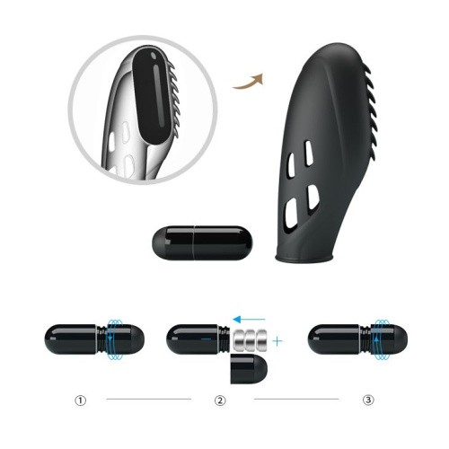 LyBaile Pretty Love Gilo Finger Vibrator Black - Насадка на палец, 7.8х2.8см (чёрный)
