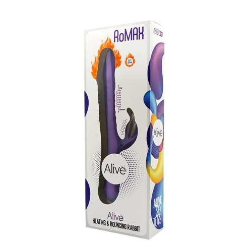 Alive RoMAX Purple - Вибратор кролик с подогревом и ротацией, 24.4х4 см (фиолетовый) - sex-shop.ua