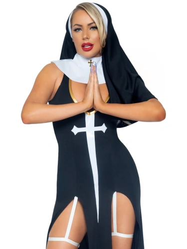 Leg Avenue-Sultry Sinner Black/White - Сексуальний костюм черниці, S - купити в Україні | Секс шоп SEX-SHOP.ua