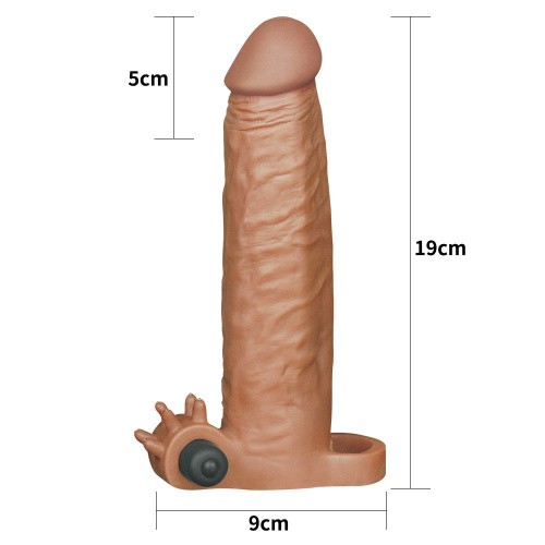 LoveToy Pleasure X Tender Vibrating Penis Sleeve Brown Add 2 - Насадка на член, 19х4.7 см