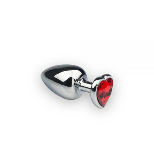 CRYSTAL Silver Heart Ruby - Металлическая анальная пробка с кристаллом, M 8.5х3.5 см (красный)