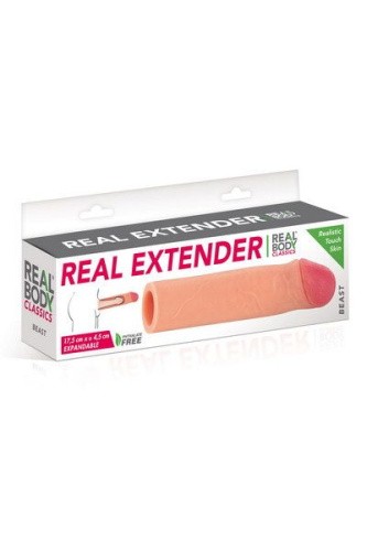 Real Body Real Extender Beast - насадка на член с приоткрытой головкой, +4 см - sex-shop.ua