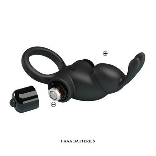 Pretty Love Vibro Penis Ring Rabbit I - Эрекционное кольцо с вибрацией, 11.3х2.8 см (черный)