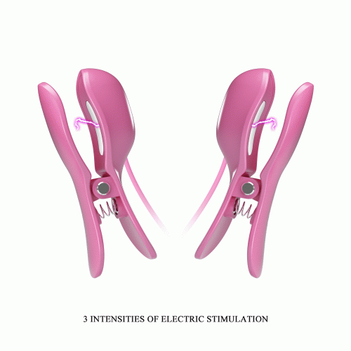 Зажимы для сосков с вибрацией и электростимуляцией Pretty Love Nipple Clips Romantic Wawe II