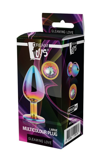 Gleaming Love Multicolour Plug - Металева анальна пробка з кристалом, 9,5х4,3 см (райдужний) - купити в Україні | Секс шоп SEX-SHOP.ua