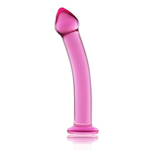 LoveToy Glass Romance 7.5" Pink - изогнутый стеклянный фаллоимитатор, 18.5х3.6 см (розовый) - sex-shop.ua