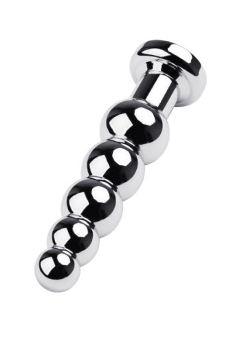Toyfa Metal - Большая серебристая анальная пробка ёлочка с камнем, 12.5х3.4 см (синий)