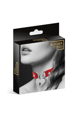Bijoux Pour Toi Heart Lock Red - чокер с замочком-сердечком, (красный) - sex-shop.ua