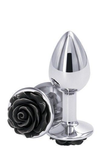Ns Novelties Rose Buttplug S - Анальная пробка, 6,35х2,7 см, (серебристая с черным) - sex-shop.ua