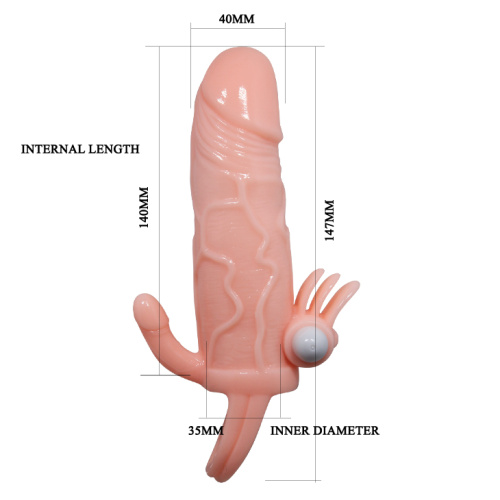 LyBaile Brave Men Vibrating Sleeve Flesh - Насадка на пенис, +3 см (телесный)