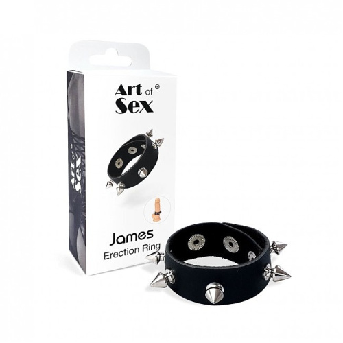 Art of Sex - James - Эрекционное кольцо с шипами из натуральной кожи - sex-shop.ua