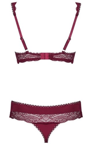 Obsessive Miamor set - Комплект мереживної білизни: бюст та стрінги, S/M (бордовий) - купити в Україні | Секс шоп SEX-SHOP.ua