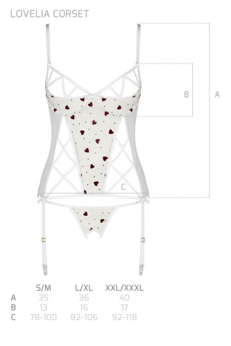 Passion - Lovelia Corset - Сексуальный корсет, S/M (белый)