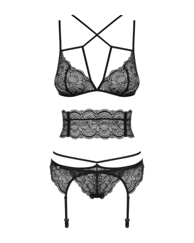 Obsessive Frivolla set - мереживний еротичний комплект білизни, L/XL (чорний) - купити в Україні | Секс шоп SEX-SHOP.ua