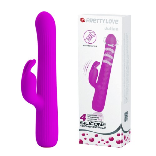 Pretty Love Julian Vibrator Purple - Тонкий вибратор-кролик, 17.8х2.5 см (фиолетовый)