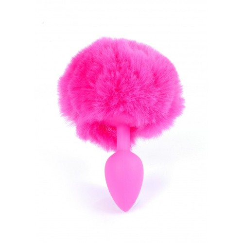 Boss Jewellery Silicon PLUG Bunny Tail Pink - Анальная пробка с хвостом, 6,5х2,7 см (розовый) - sex-shop.ua
