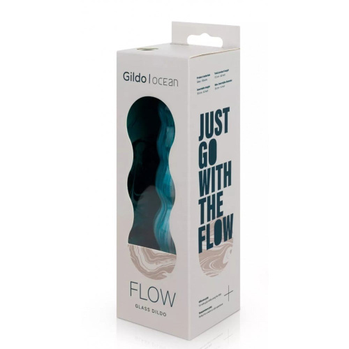 Gildo - Ocean Flow Glass Dildo - Фаллоимитатор рельефный, 17 см (голубой) - sex-shop.ua