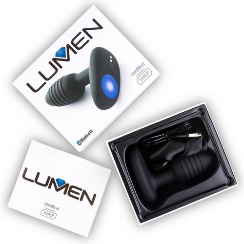 Анальная пробка с подсветкой и вибрацией OhMiBod Lumen powered by KIIROO, 10.2х3.3 см (чёрный)