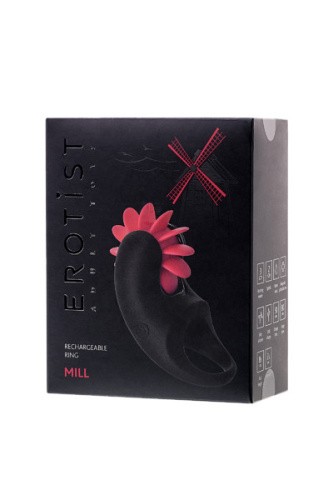 Toyfa Erotist Mill - виброкольцо с имитацией оральных ласк, 8.5х2.6 см (черный)
