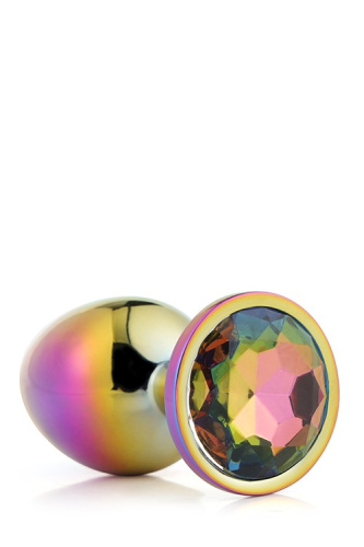 Gleaming Love Multicolour Plug - Металева анальна пробка з кристалом, 9,5х4,3 см (райдужний) - купити в Україні | Секс шоп SEX-SHOP.ua