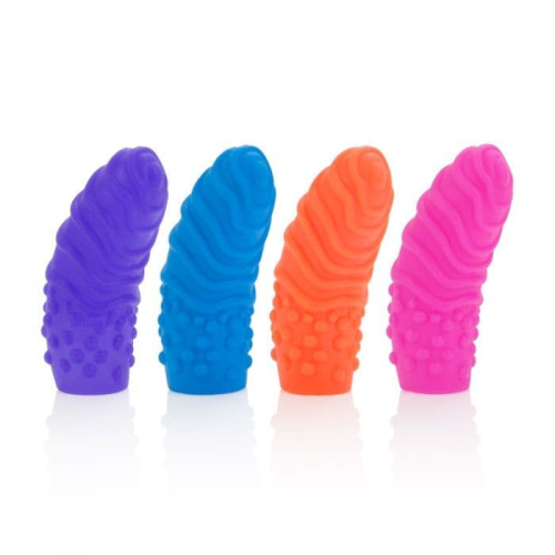 CalExotics Silicone Finger Swirls - Набор разноцветных насадок 5.8х2.5 см - sex-shop.ua