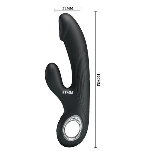 Pretty Love Selene Vibrator - Вібратор із реалістичною головкою та кліторальним стимулятором, 19х3.3 см (чорний) - купити в Україні | Секс шоп SEX-SHOP.ua