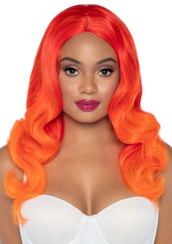 Leg Avenue-Ombre long wavy wig Orange - Сексуальна руда перука