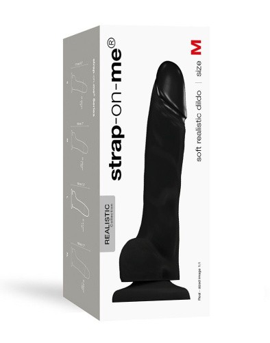 Strap-On-Me Soft Realistic Dildo - Size M - Реалистичный фаллоимитатор, 18х3.8 см., (черный) - sex-shop.ua