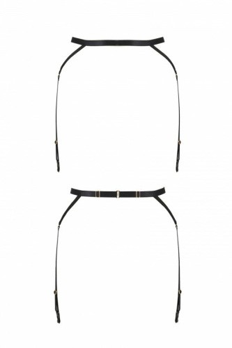 Passion Exclusive Meggy Garter Belt - Пояс-стрепи з підв'язками для панчох, L/XL (чорний)