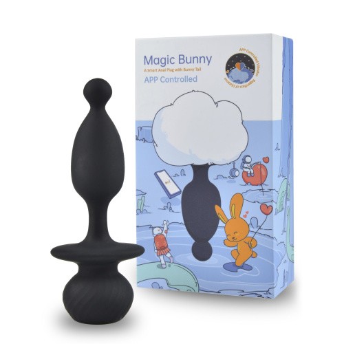 Magic Motion Bunny анальна смарт-пробка зі з'ємним пухнастим хвостиком, 12.9х2.9 см