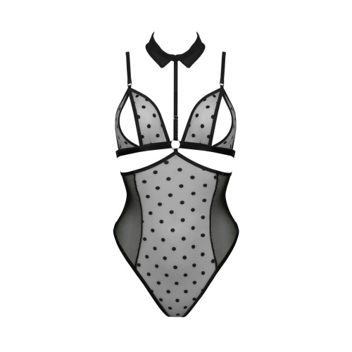 Passion - DOMINICA BODY - Сексульный боди в горошек, S/M (чёрный)