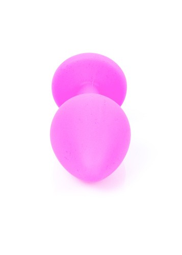 Boss Silikon Plug Jewellery Pink Medium - Анальна пробка з кристалом, 8х3.5 см (рожевий з блакитним)