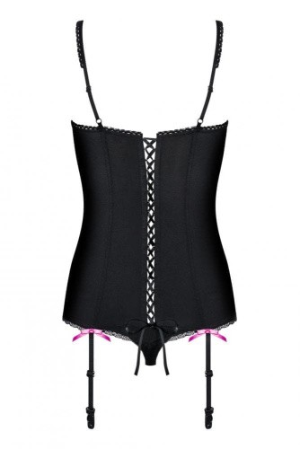 Obsessive Floweria corset UA66754  - Комплект, L/XL, (черный)