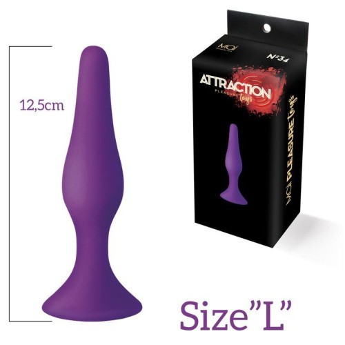 MAI Attraction Toys №34 анальная пробка на присоске, 12,5х3,2 см (фиолетовый) - sex-shop.ua